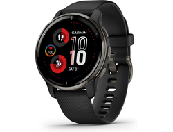 Garmin Venu 2 Plus Slate Stainless Steel Bezel with Black Case and Silicone Band (010-02496-01 / 010-02496-11 / 010-02496-51)