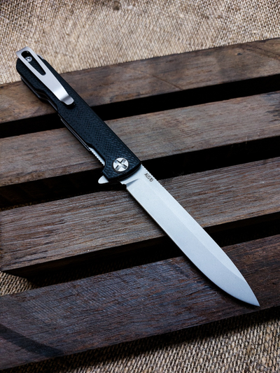 Складной нож Single EVO. Клинок ДОЛ, СТАЛЬ AUS10, рукоять G10, цвет черный