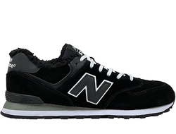 New Balance 574 Black White с мехом
