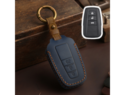 Синий кожаный чехол для ключа Toyota Rav4, Camry V70, LC Prado 150, Corolla, Highlander 4 U70