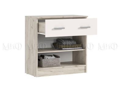 Бася Комод с ящиком, 2-мя дверьми Кашемир, дуб крафт серый, ш800хв816хг430 мм