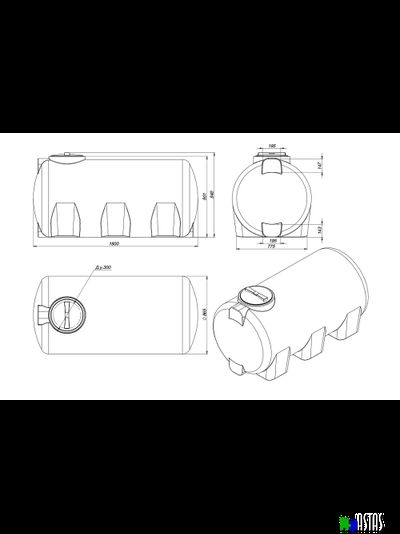 Емкость Экопром H 1000 л  черная