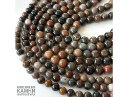 Дерево окаменелое шары 8-8,5/10,2-10,5 мм, цена за нить 18 см