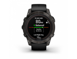 Умные часы Garmin Fenix 7 Pro Sapphire Solar титановый серый DLC с черным ремешком