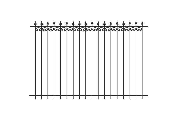 Коис- Мет - эскиз ковано-сварного забора с пиками и барашками