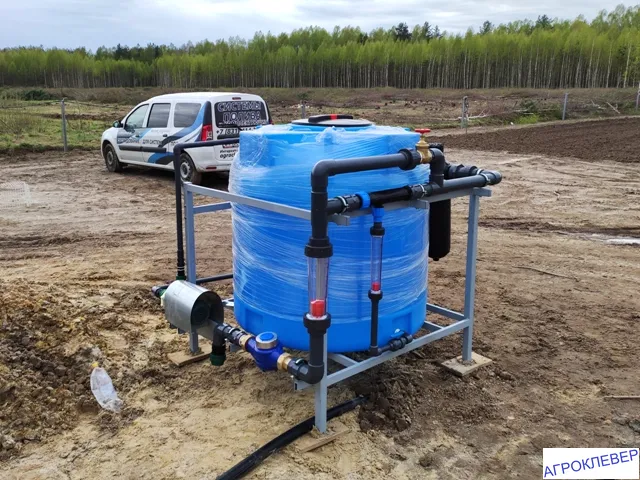 Подкормочный узел 5-16м3. Расходомеры, байпас, химический насос, счётчик, фильтр, ёмкость 1м3.