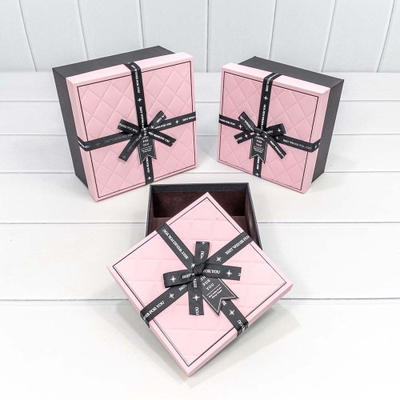 Коробка подарочная "Best wishes for you" (черная/розовая), 19*19*9,5см