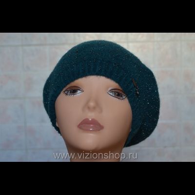 Берет на осень для женщин Vizio Италия 5892 BO вязаный зеленый