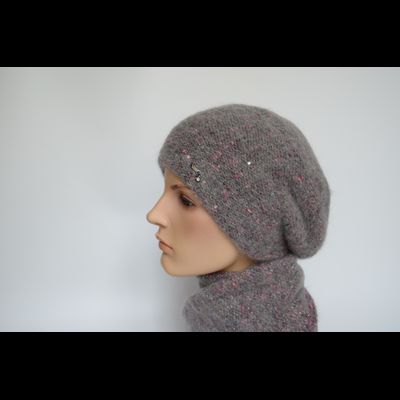 Серый с фуксией берет Vizio Италия 8023 (6926 )