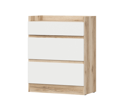 Брауни Комод 3 ящика Дуб Делано/Белый