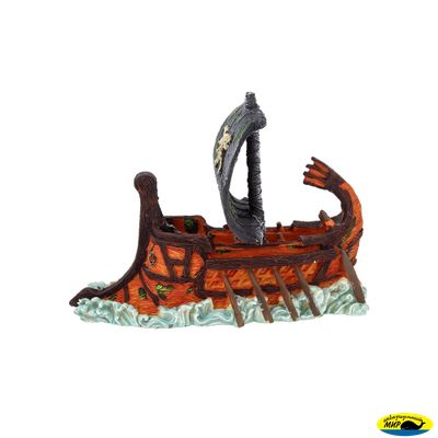 СН2617 Декорация пластиковая затонувший пиратский корабль 275*95*140мм
