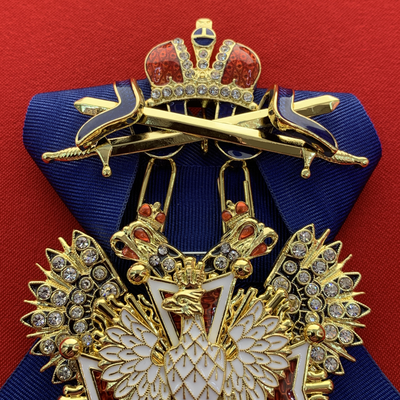 Орден Белого Орла со стразами и мечами и с бантом из муаровой ленты. Полноразмерная копия LUX! Лот № 56.