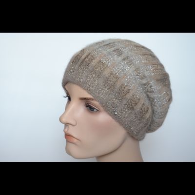 Ореховый женский берет из мохера и альпака Vizio Италия 6916