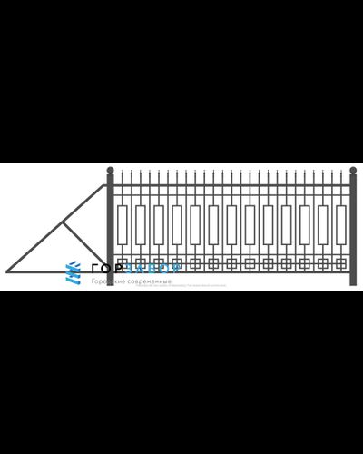 Откатные сварные ворота из металла с элементами ковки KSZ15-38 купить со склада в Москве