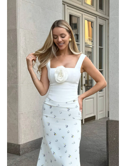 Топ с квадратным вырезом и съемной розой (молочный)