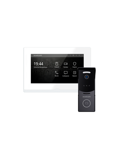 IMPULSE 7 IP WIFI KIT WHITE - комплект из 7" HD сенсорного WIFI монитора и вызывной панели с считывателем RFID-ключей Mifare, встроенный регистратор (фото) (Tuya/Smart Life)