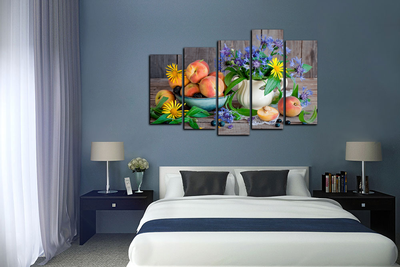 Модульная картина "Персики с цветами"