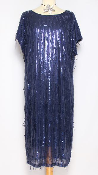 ПЛАТЬЕ НАРЯДНОЕ "ПАЙЕТКИ" синее р.54