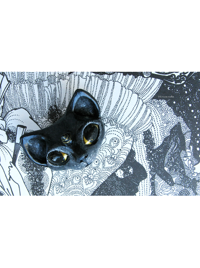 Брошь в стиле фэнтези - &quot;Кошка-единорожка&quot;