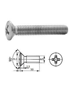 Винт п/пот.гол M5X50 нерж.A2 (100 шт) ZONBIX D966 M5-0.8X 50