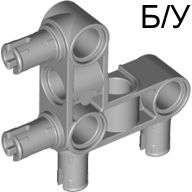 ! Б/У - Technic, Pin Connector Perpendicular 3 x 3 Bent with 4 Pins, Light Bluish Gray (55615 / 4296059 / 6313453) - Б/У