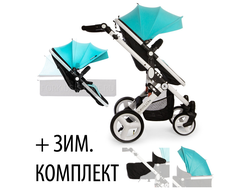 Коляска-трансформер BabyRuler 3в1 Tiffany (надувные задние колеса) + зим. комплект