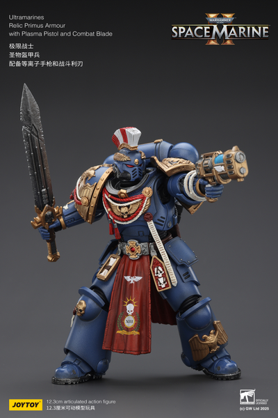 Ультрамарин в реликтовой броне (Warhammer 40K) - КОЛЛЕКЦИОННАЯ ФИГУРКА 1/18 Ultramarines Relic Primus Armor with Plasma Pistol and Combat Blade (JT02816) - JOYTOY