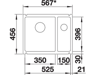 Мойка Blanco Subline 350/150-U, 523746 базальт