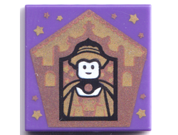Tile 2 x 2 with Groove with HP Chocolate Frog Card Helga Hufflepuff Pattern, Dark Purple (3068bpb1749 / 6342521)