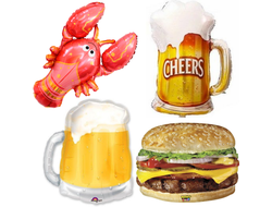 шар с гелием 32"/64 см пиво/бургер/рак (на выбор)