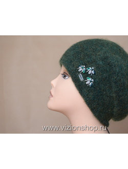 Зеленый вязаный берет Визио Италия Vizio 36187 зима 2019 фото