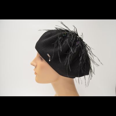 Vizio берет Италия 1011 BL  с перьями