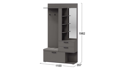 Прихожая ЭРИКА Тип 2 - Секция комбинированная с крючками и зеркалом