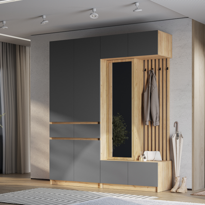 Прихожая Багира ПР-03 крафт /графит (Мебелони)