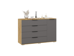 Спальня ХИЛТОН - Комод комбинированный Дуб Крафт золотой/Графит матовый