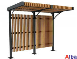 навес с деревянными рейками