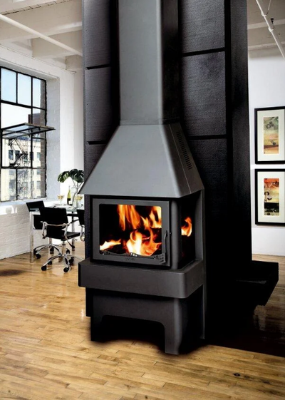 Экокамин Бавария три стекла черный