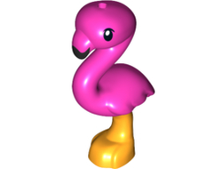 Bird, Flamingo Friends with Dark Pink Body, Black Eyes and Beak Pattern, Bright Light Orange (67430pb01 / 6301351)