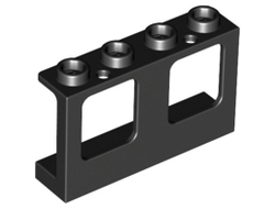 Window 1 x 4 x 2 Plane, Single Top Hole and Single Bottom Hole for Glass, Black (61345 / 6300355)