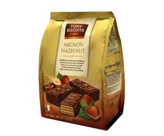 Вафли в шоколаде Mignon Hazelnut Feiny Biscuits Лесной орех, 200 г