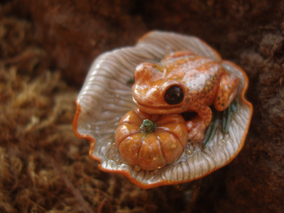 Кольцо с лягушкой "Принцесса Тыковка, наследница Урожайных Полей"