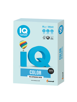 Бумага цветная IQ color, А4, 80 г/м2, 500 л., пастель, светло-голубая, BL29