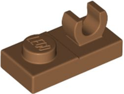 Plate, Modified 1 x 2 with Open O Clip on Top, Medium Nougat (44861 / 6347304)
