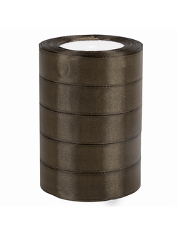 Лента атласная 2,5см*25ярд Черно-коричневый 185