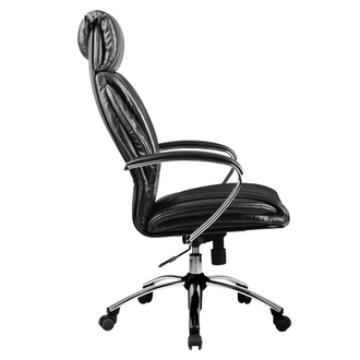 Кресло офисное МЕТТА "LK-13CH", кожа, хром, черное
