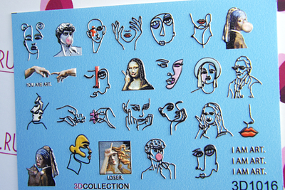 3D Слайдер-дизайн - 1016 - Face art, Шедевры искусства, линии