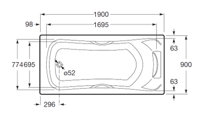 Акриловая ванна Roca BECOOL 190x90
