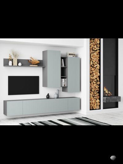 Сканди стенка МДФ НМ-001 Серый Шифер / Грин Грей Софт