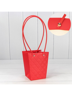 Пакет-сумочка "Тиснение Трапеция Ромбы" 15,5*13*9,5см Красный КП05/53