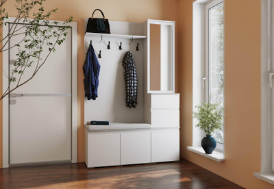 Модульная прихожая Плейона 1.35 м белая вариант 1 (Тэкс)